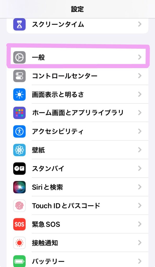 iPhone設定画面